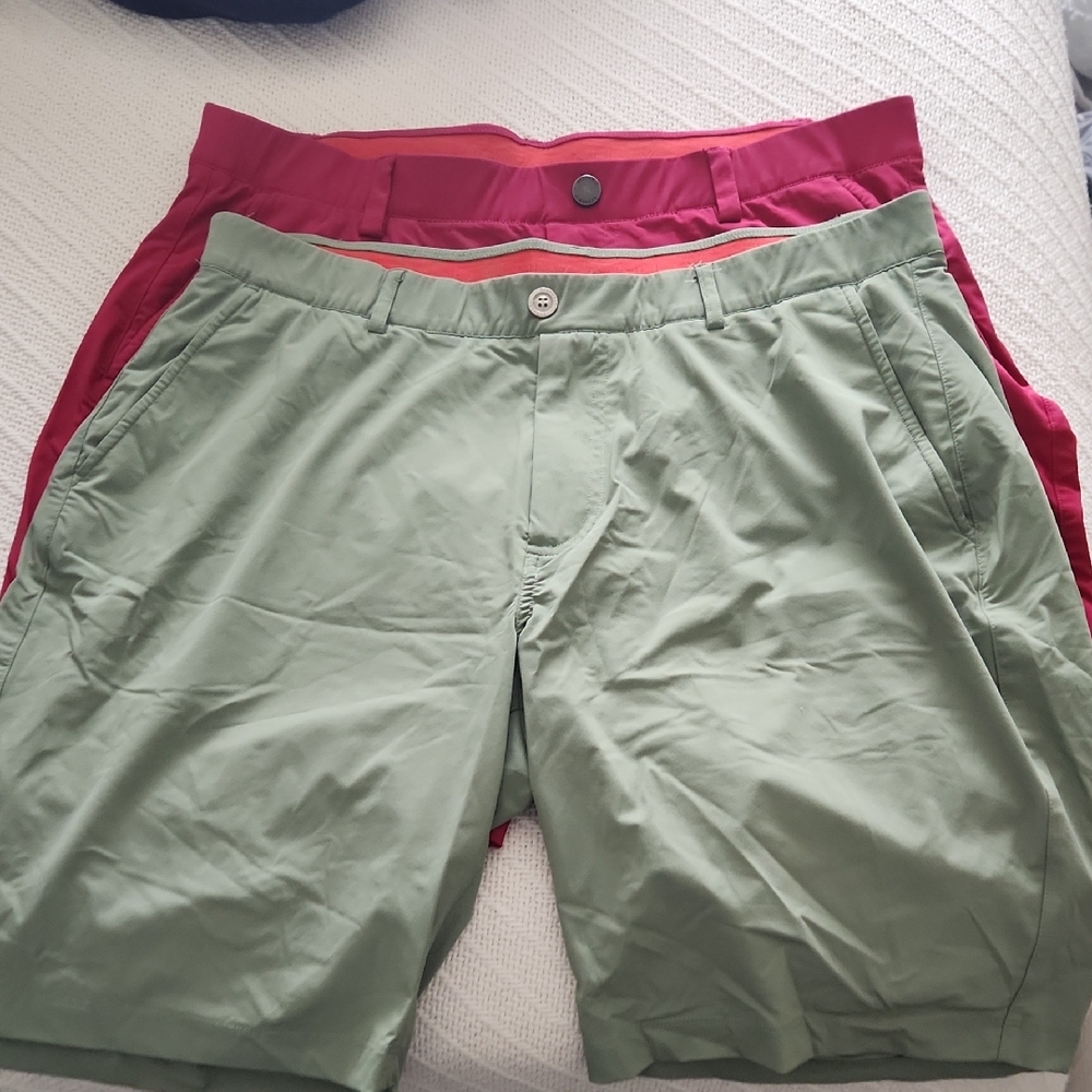 Men's Green and Magenta Shorts